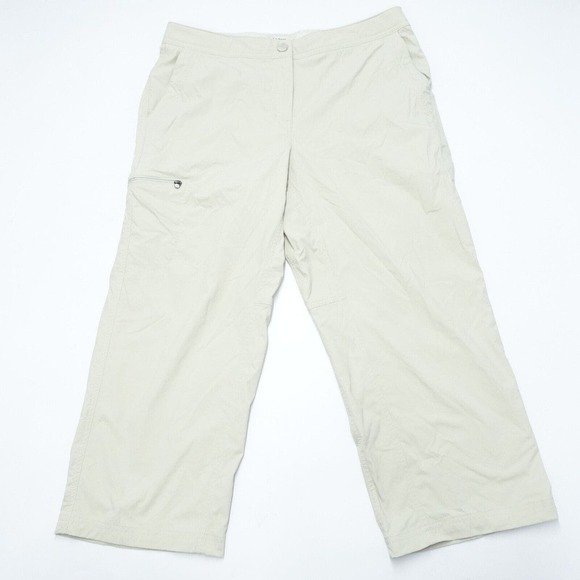 L.L. Bean Pants Women's 10 Cloud White Hiking Mid-Rise Stash Pockets Straight - Picture 1 of 7
